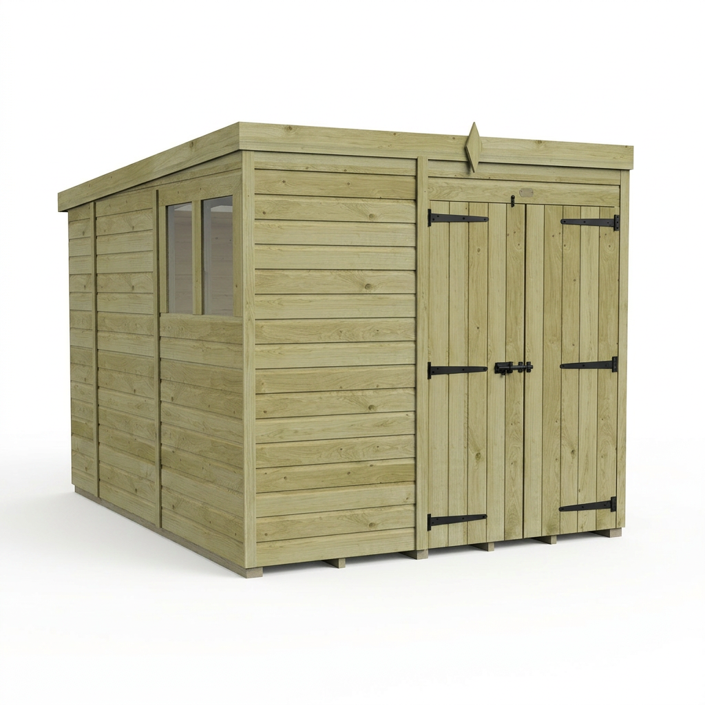 7 x 10 Pent Shed (Double Door, With Windows) - view 5