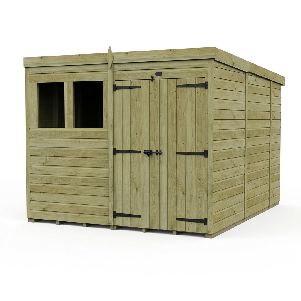 8 x 10 Pent Shed (Double Door, With Windows) - view 4