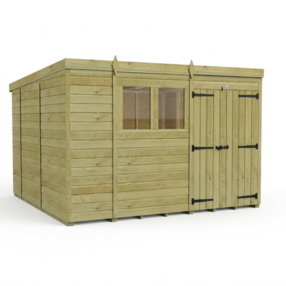 10 x 10 Pent Shed (Double Door, With Windows) - view 2