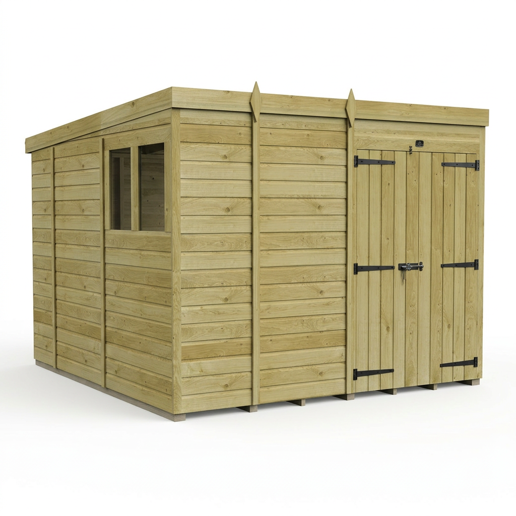 9 x 10 Pent Shed (Double Door, With Windows) - view 5