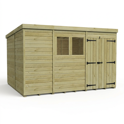 11 x 10 Pent Shed (Double Door, With Windows) - view 5