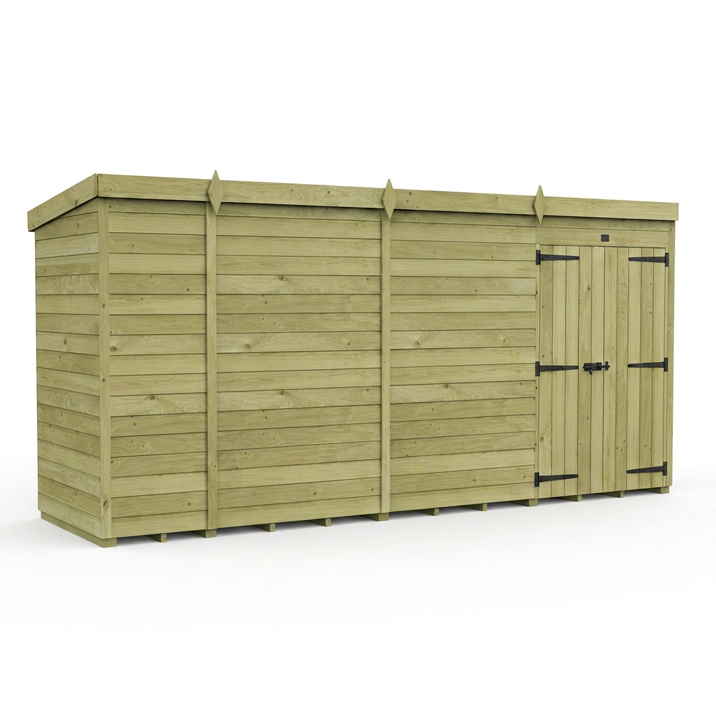 13 x 4 Pent Shed (Double Door, No Windows) - view 6