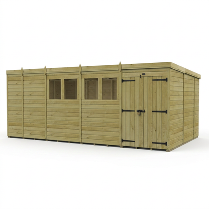 17 x 10 Pent Shed (Double Door, With Windows) - view 5