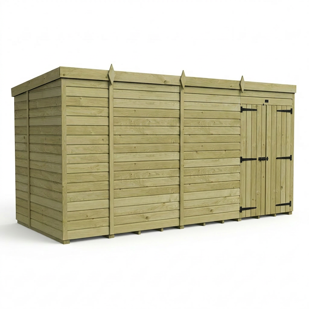13 x 5 Pent Shed (Double Door, No Windows) - view 6