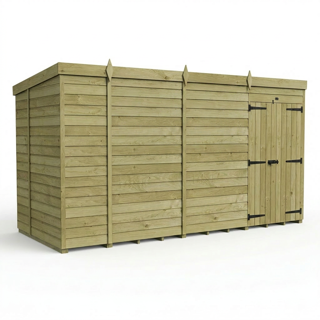 14 x 5 Pent Shed (Double Door, No Windows) - view 3