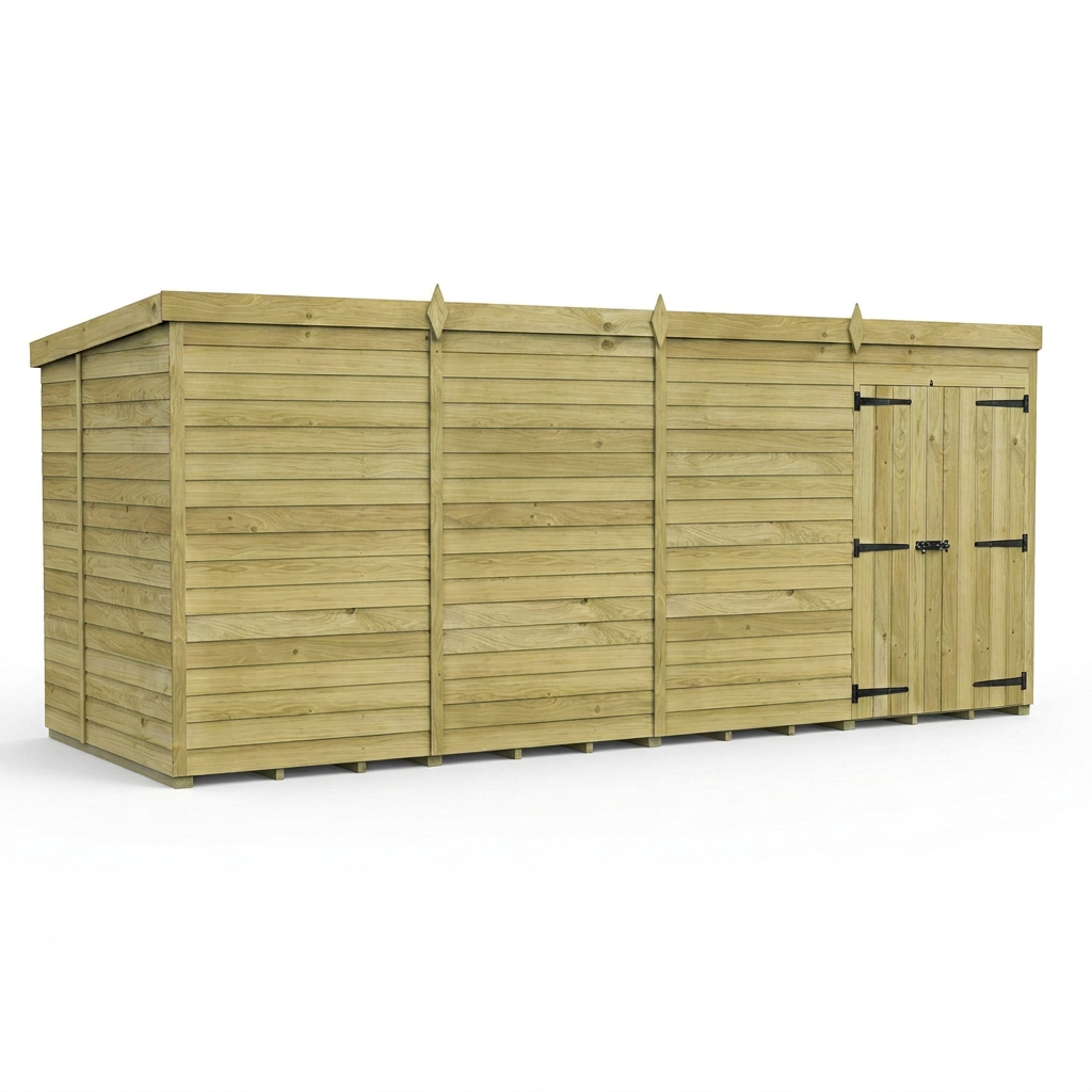 16 x 5 Pent Shed (Double Door, No Windows) - view 3