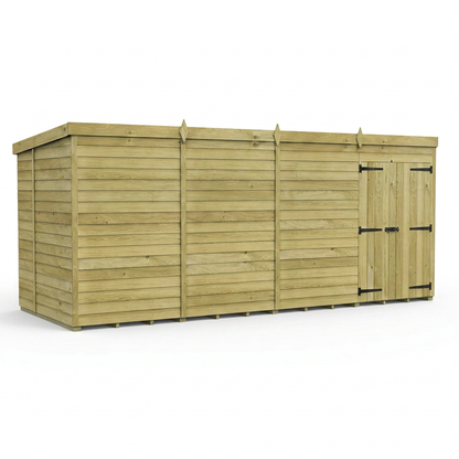 16 x 5 Pent Shed (Double Door, No Windows) - view 3