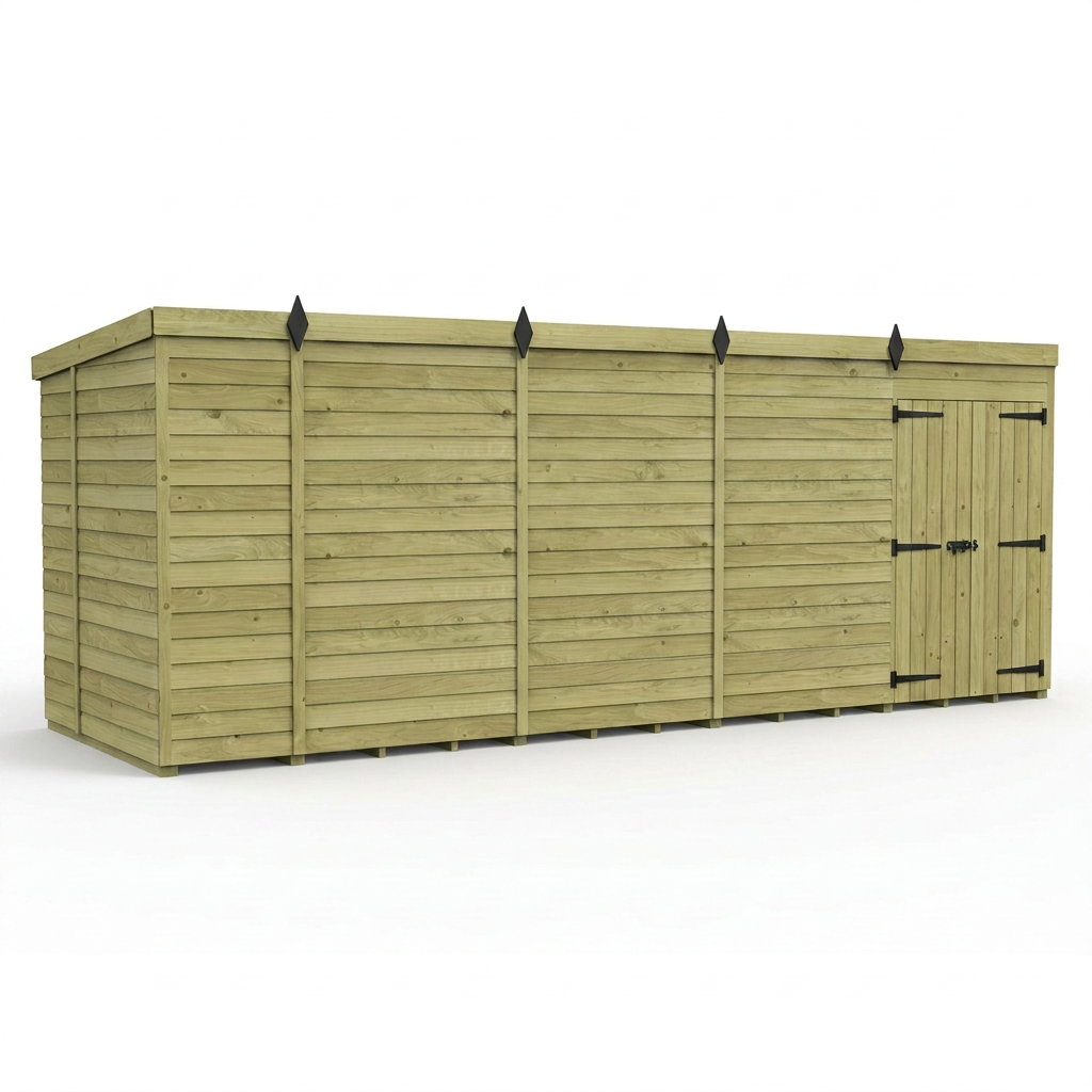17 x 5 Pent Shed (Double Door, No Windows) - view 3