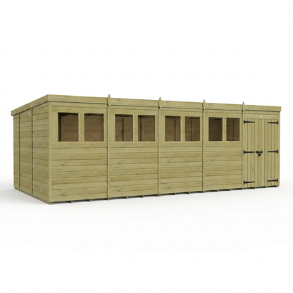 20 x 10 Pent Shed (Double Door, With Windows) - view 5