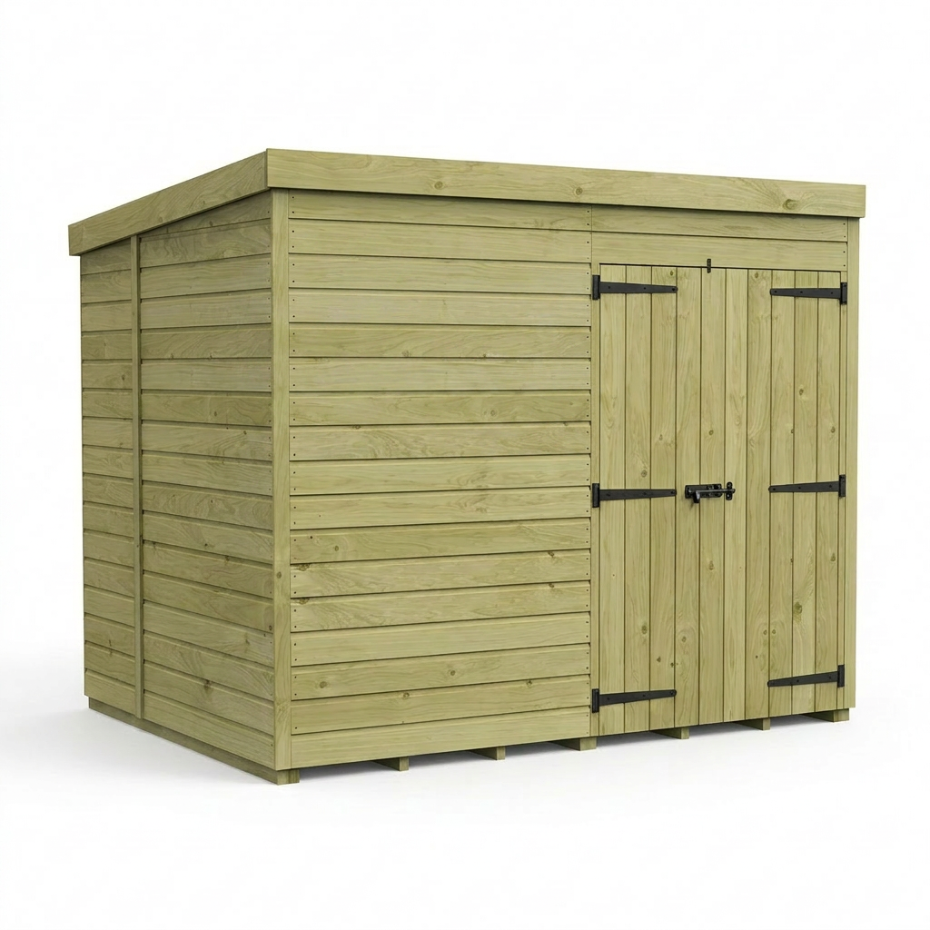 7 x 6 Pent Shed (Double Door, No Windows) - view 6