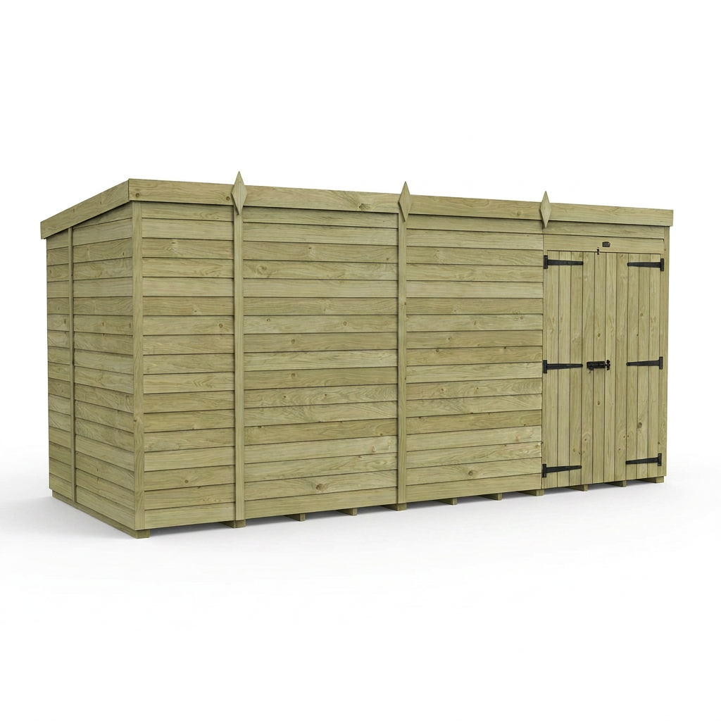 13 x 6 Pent Shed (Double Door, No Windows) - view 5