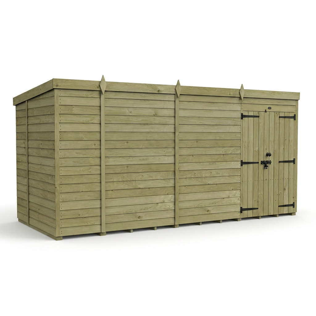 14 x 6 Pent Shed (Double Door, No Windows) - view 5