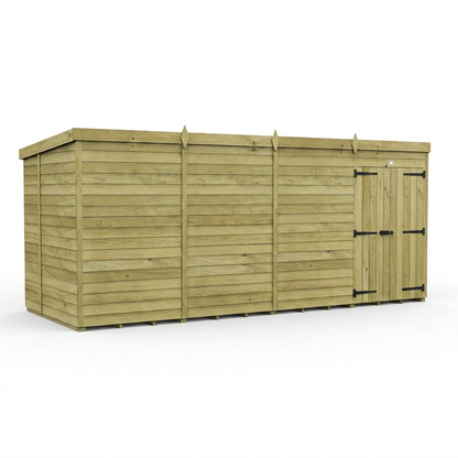 16 x 6 Pent Shed (Double Door, No Windows) - view 5
