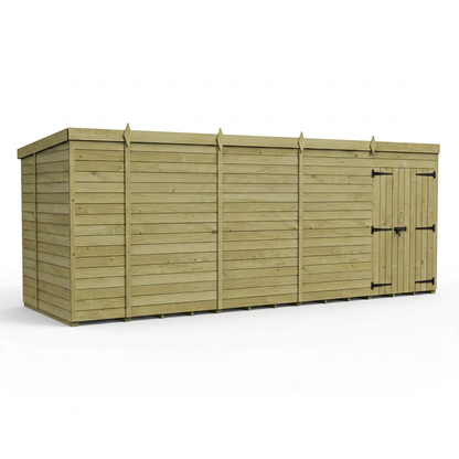 18 x 6 Pent Shed (Double Door, No Windows) - view 4