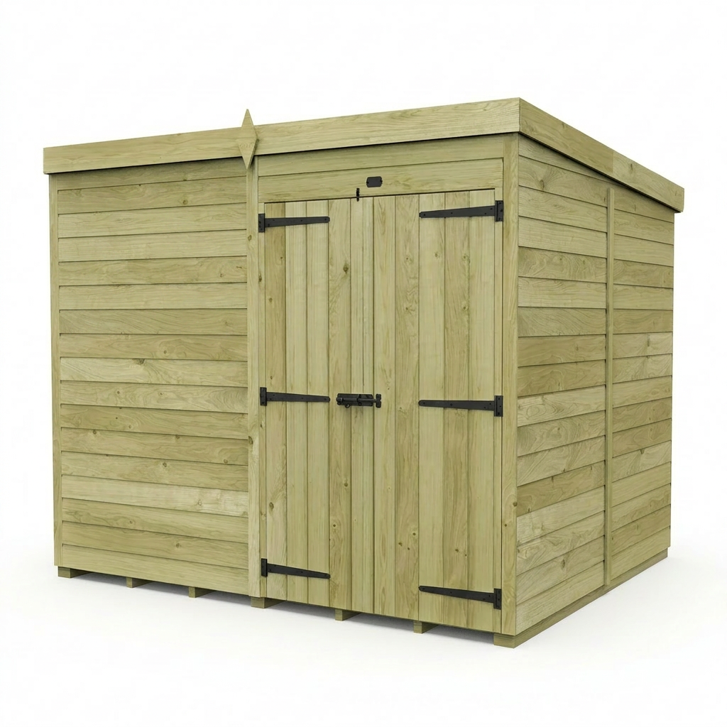 8 x 7 Pent Shed (Double Door, No Windows) - view 3