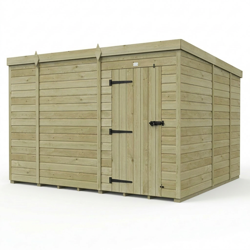 10 x 9 Pent Shed (Single Door, No Windows) - view 4