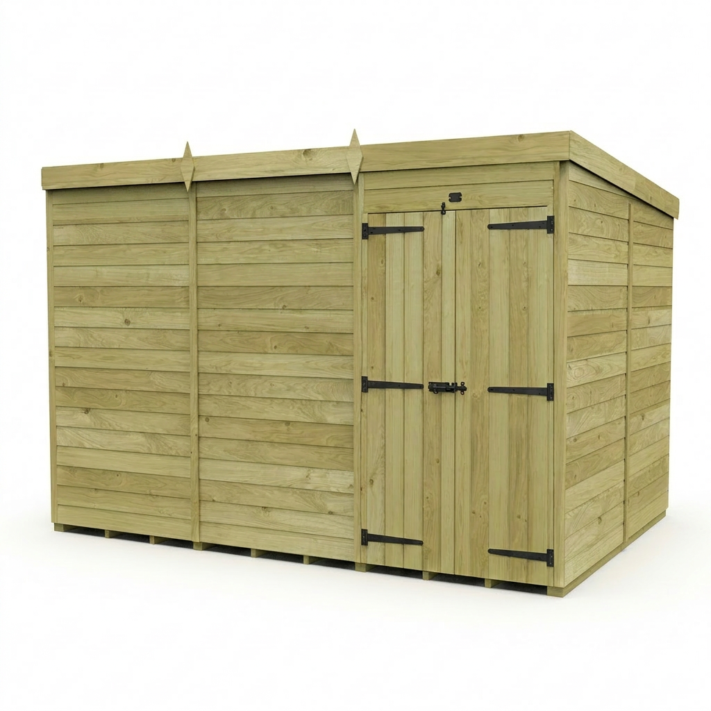 12 x 7 Pent Shed (Double Door, No Windows) - view 2
