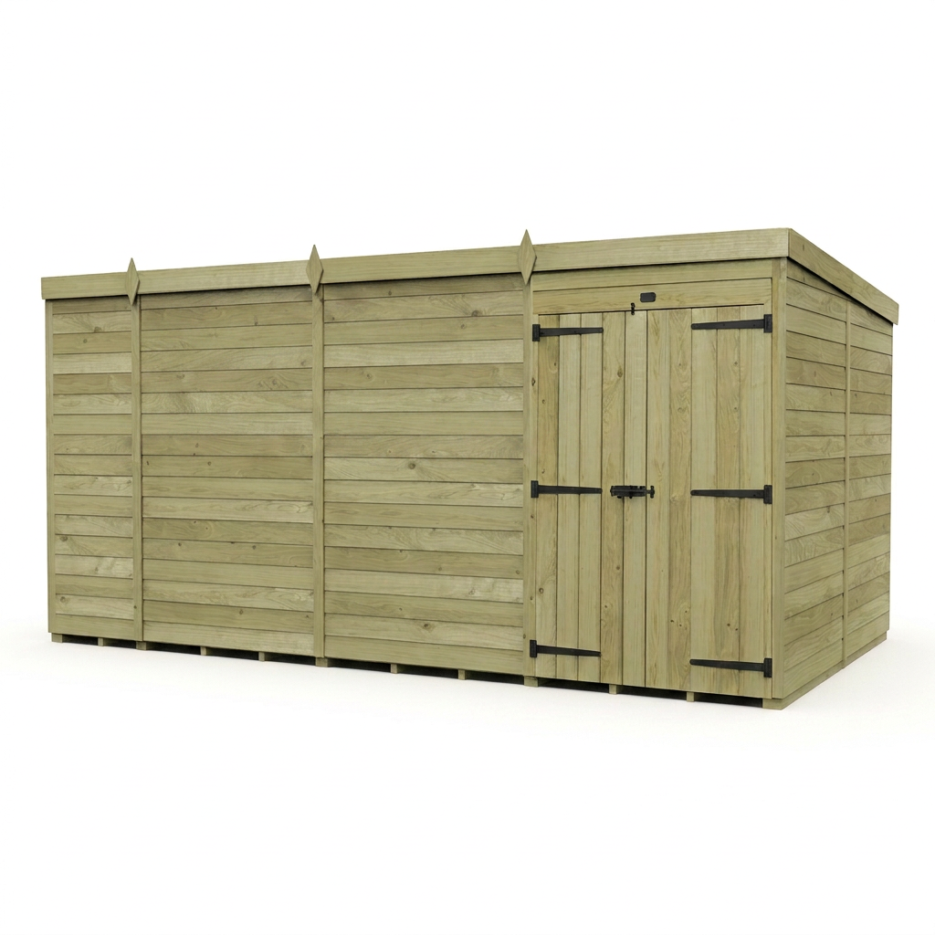14 x 7 Pent Shed (Double Door, No Windows) - view 5