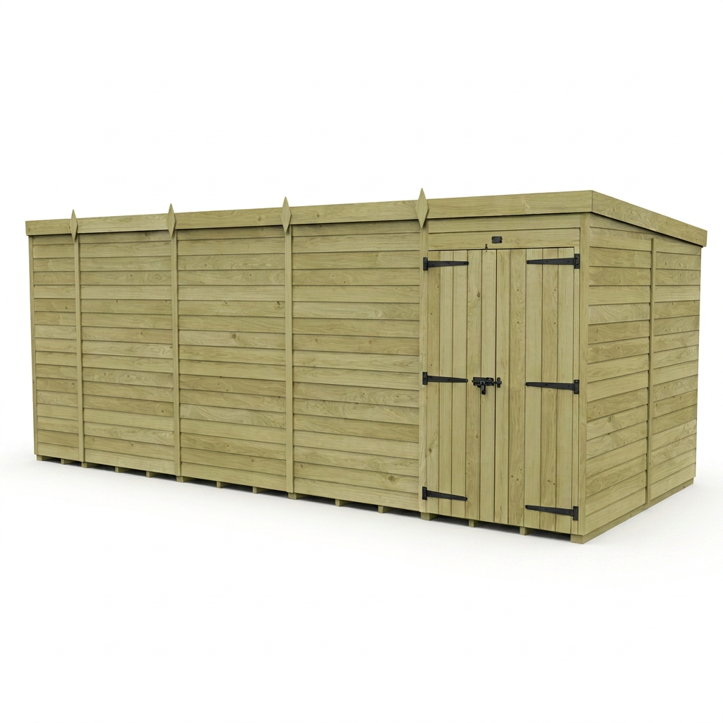 19 x 7 Pent Shed (Double Door, No Windows) - view 5