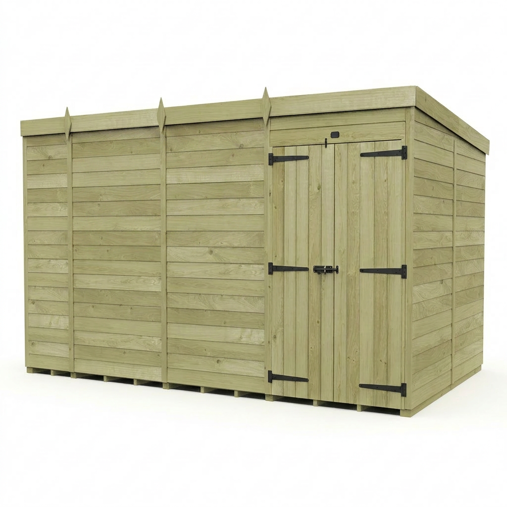 15 x 7 Pent Shed (Double Door, No Windows) - view 5