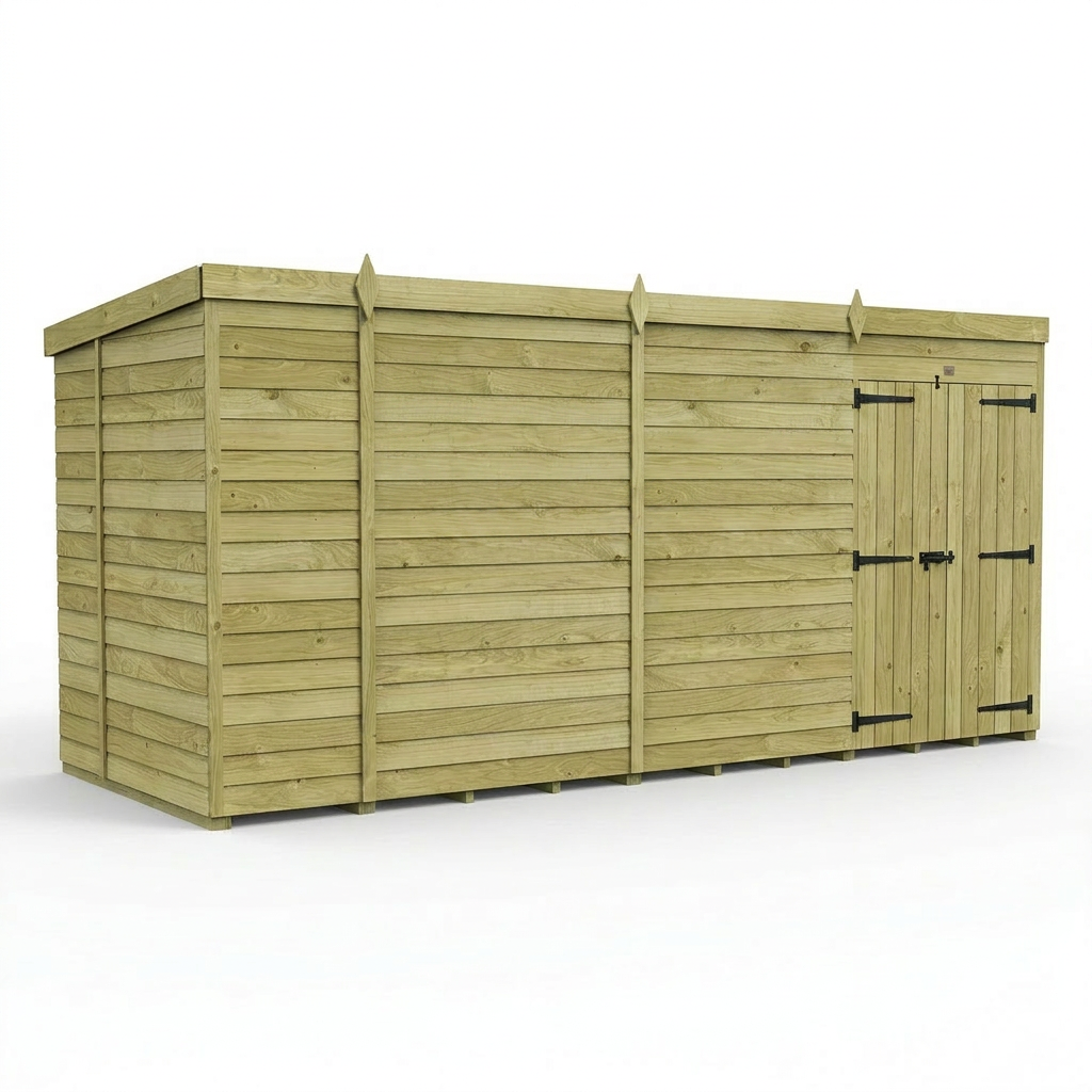 17 x 6 Pent Shed (Double Door, No Windows) - view 5
