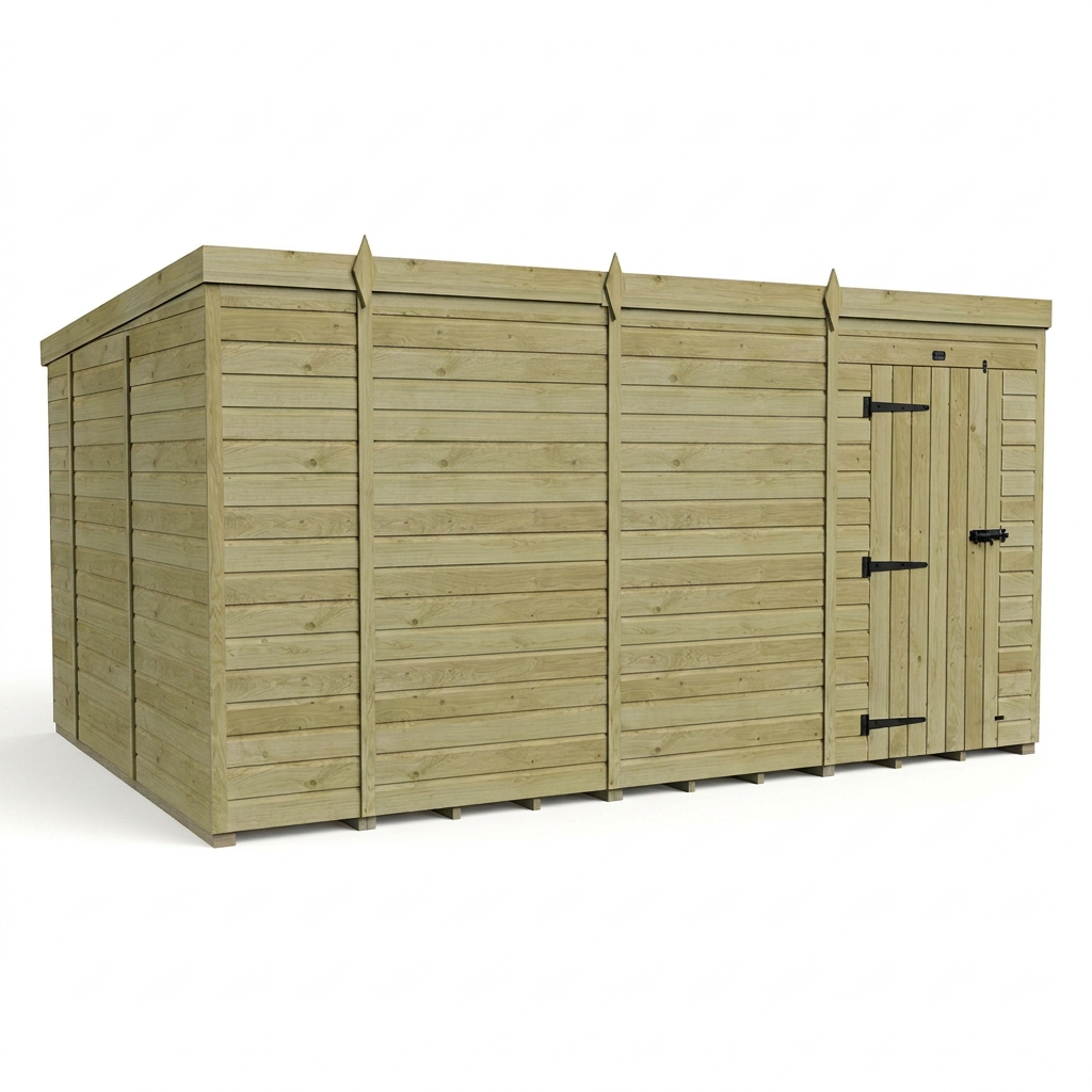14 x 10 Pent Shed (Single Door, No Windows) - view 3