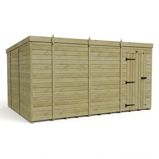14 x 10 Pent Shed (Single Door, No Windows) - view 3