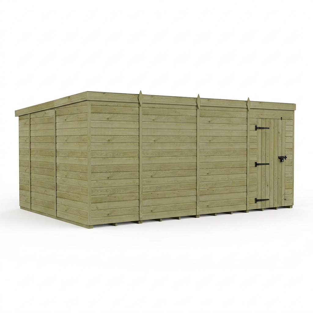 15 x 10 Pent Shed (Single Door, No Windows) - view 5