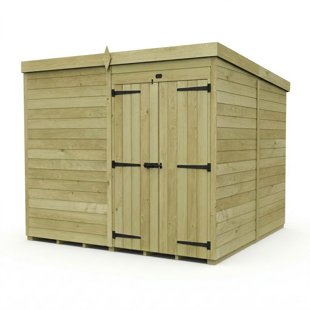 8 x 8 Pent Shed (Double Door, No Windows) - view 6