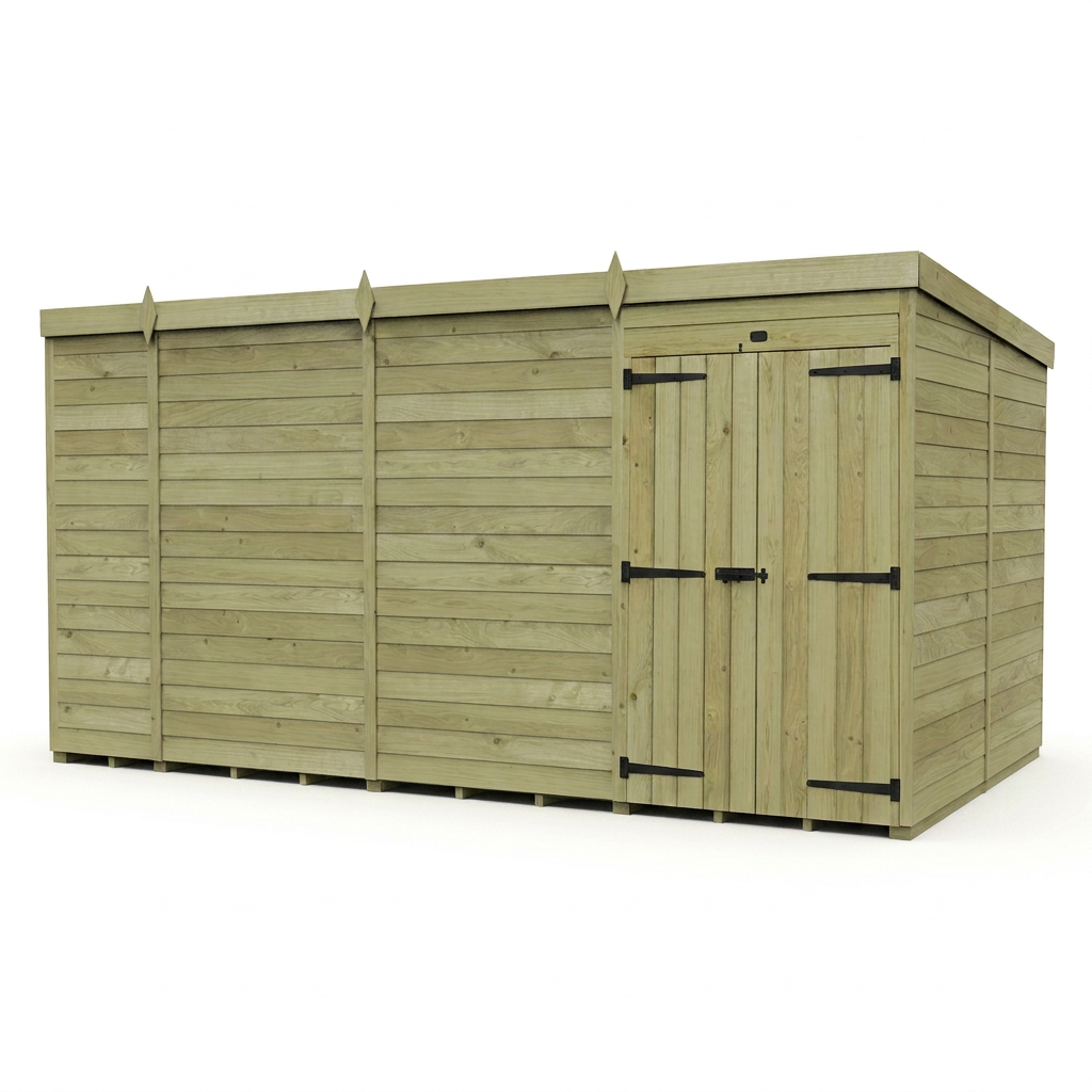 15 x 8 Pent Shed (Double Door, No Windows) - view 6