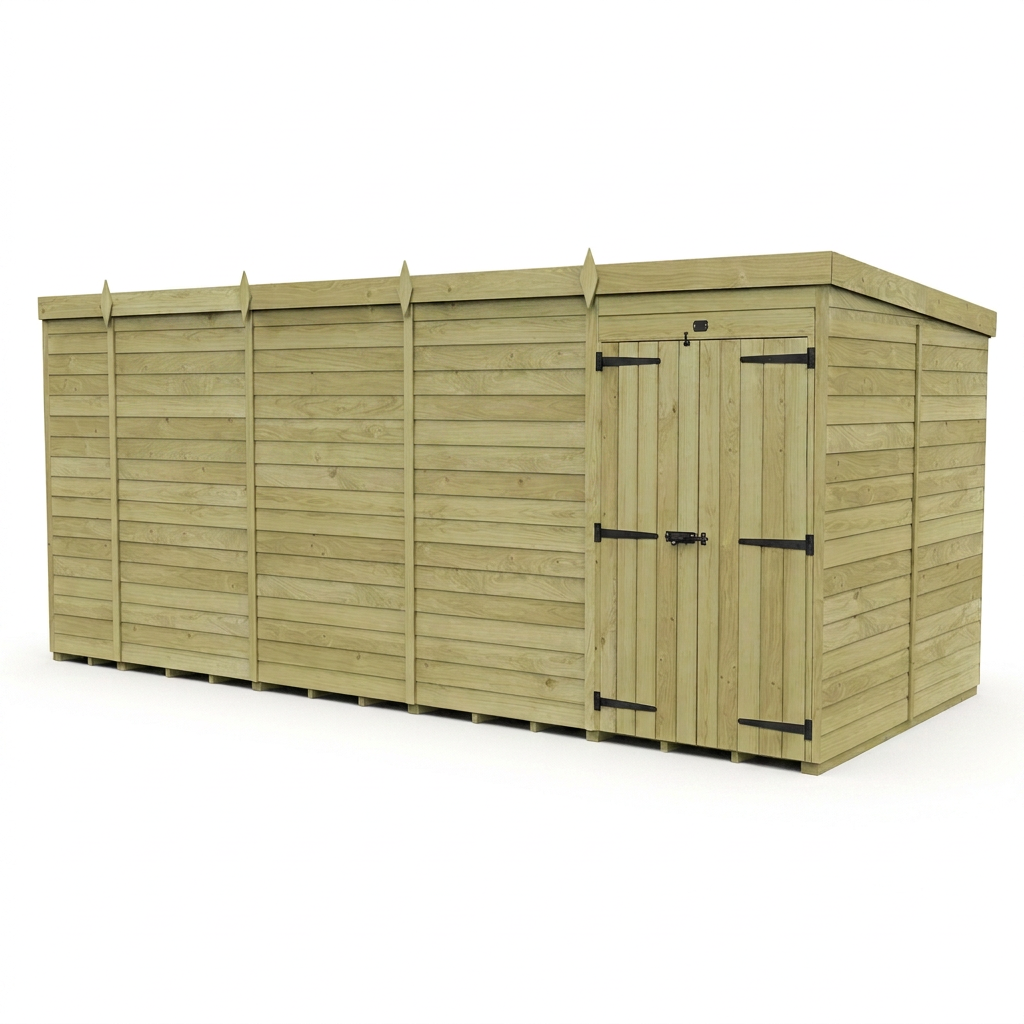 19 x 8 Pent Shed (Double Door, No Windows) - view 6