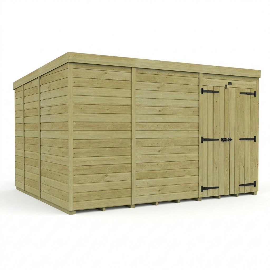 11 x 9 Pent Shed (Double Door, No Windows) - view 4