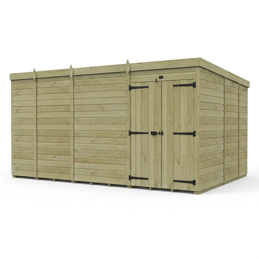 13 x 9 Pent Shed (Double Door, No Windows) - view 5