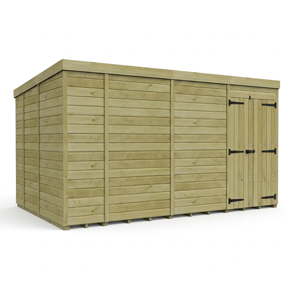 14 x 9 Pent Shed (Double Door, No Windows) - view 5