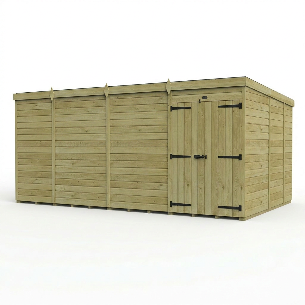 15 x 9 Pent Shed (Double Door, No Windows) - view 5