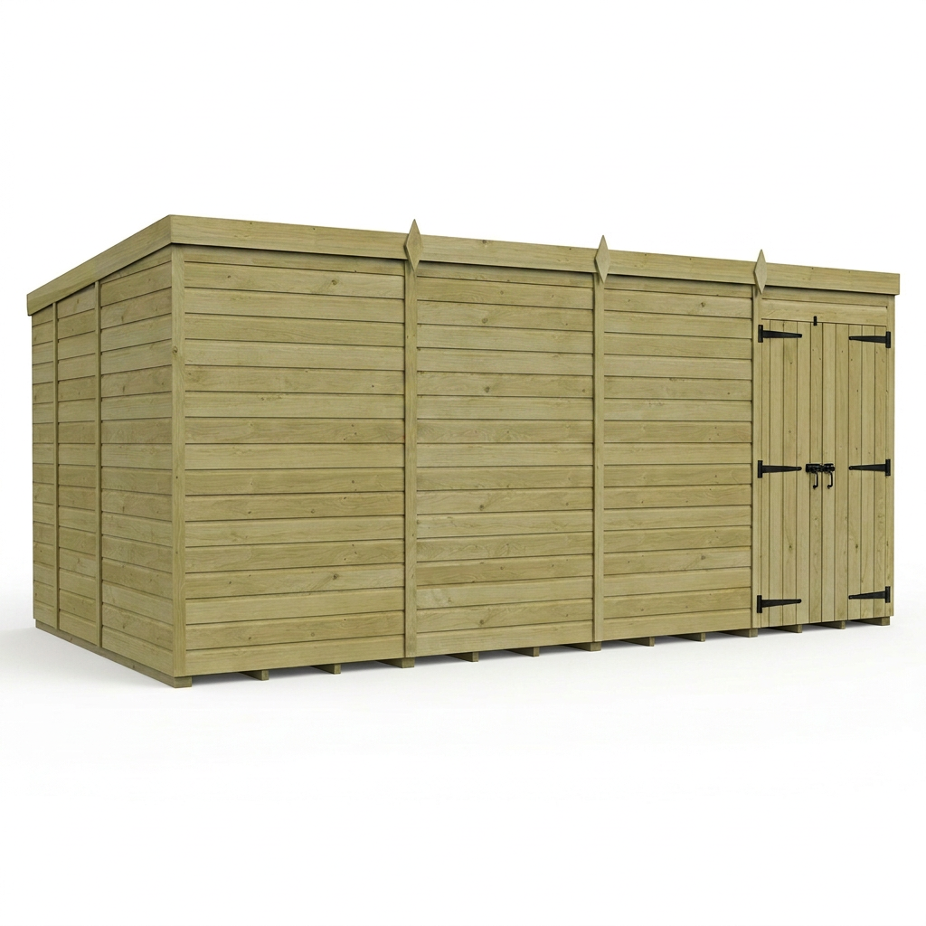 16 x 9 Pent Shed (Double Door, No Windows) - view 5