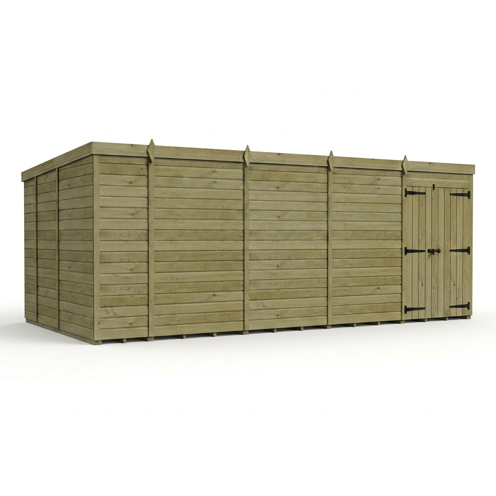 18 x 9 Pent Shed (Double Door, No Windows) - view 5