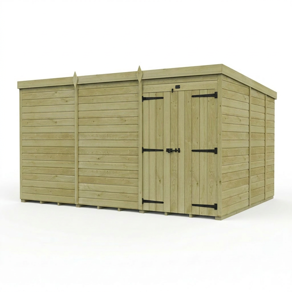 12 x 9 Pent Shed (Double Door, No Windows) - view 4
