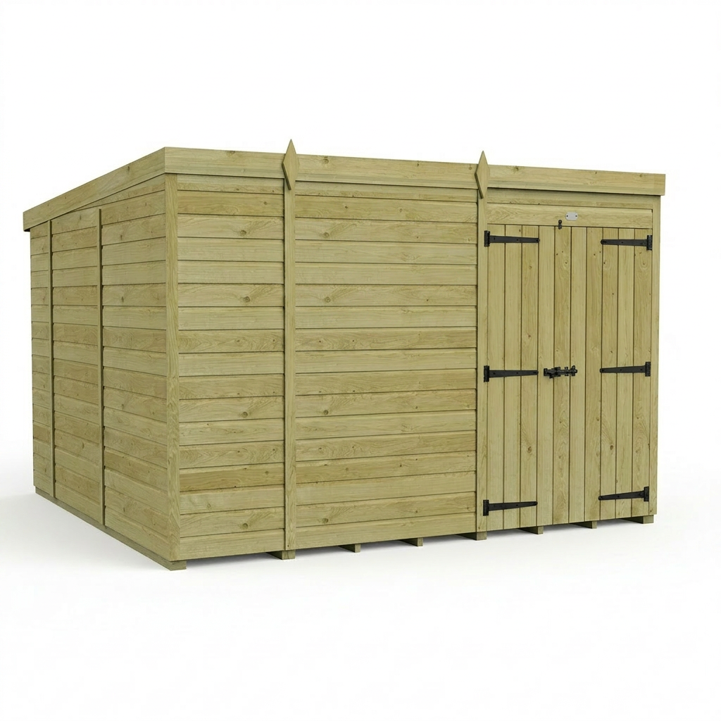 10 x 10 Pent Shed (Double Door, No Windows) - view 5