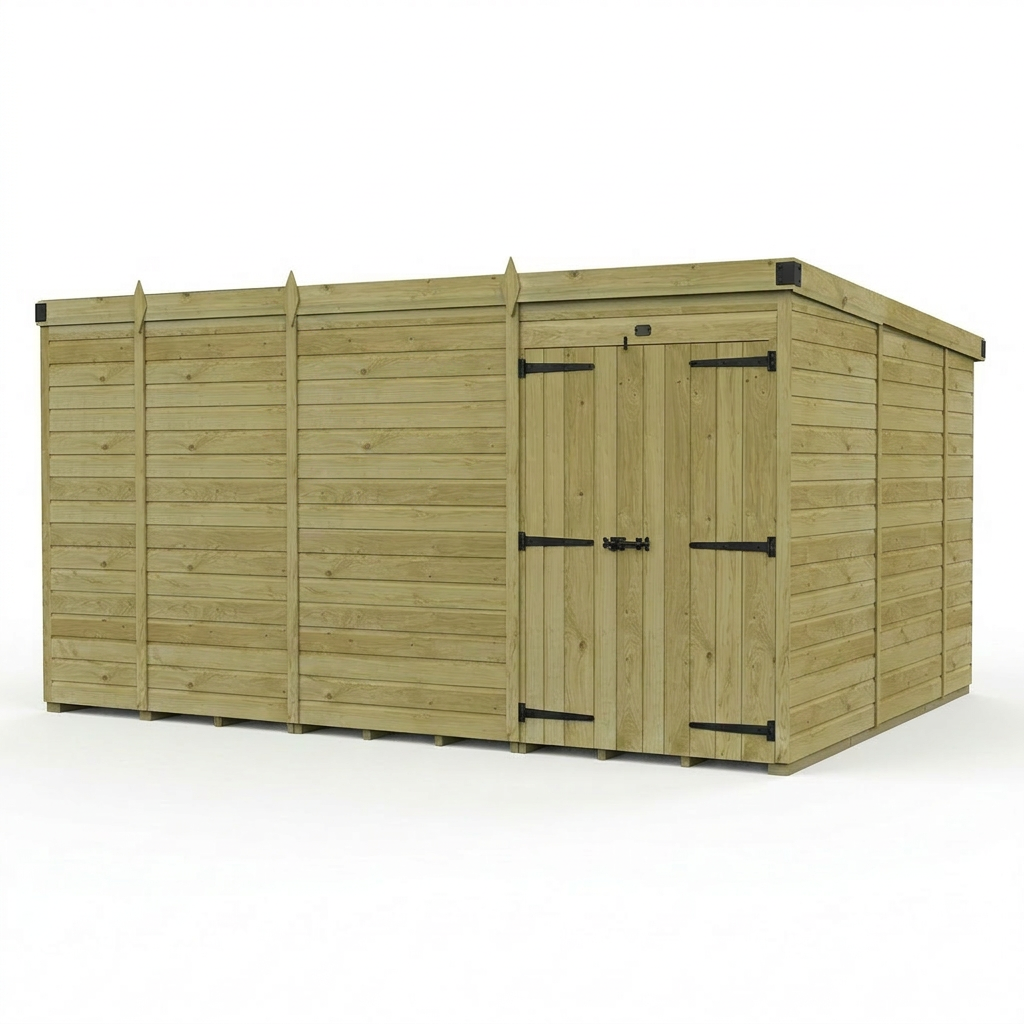 13 x 10 Pent Shed (Double Door, No Windows) - view 5