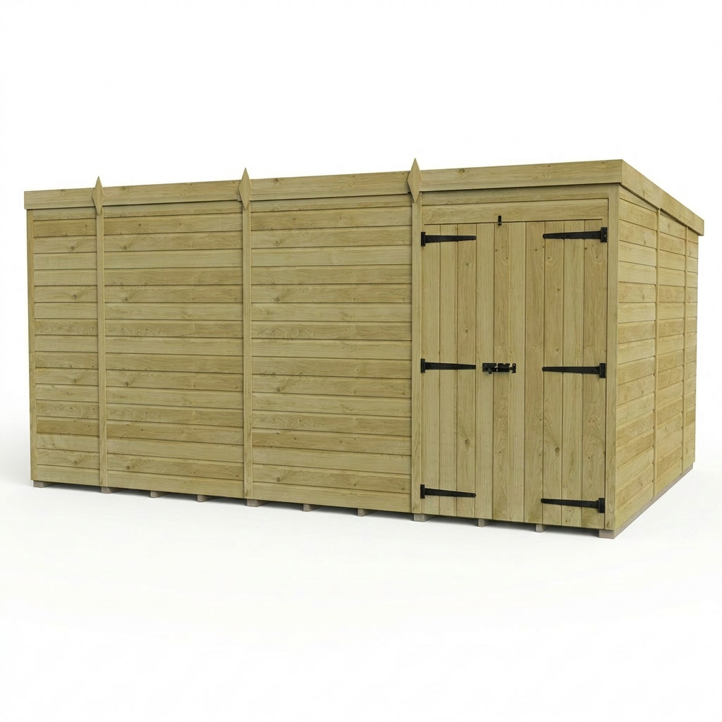 14 x 10 Pent Shed (Double Door, No Windows) - view 5