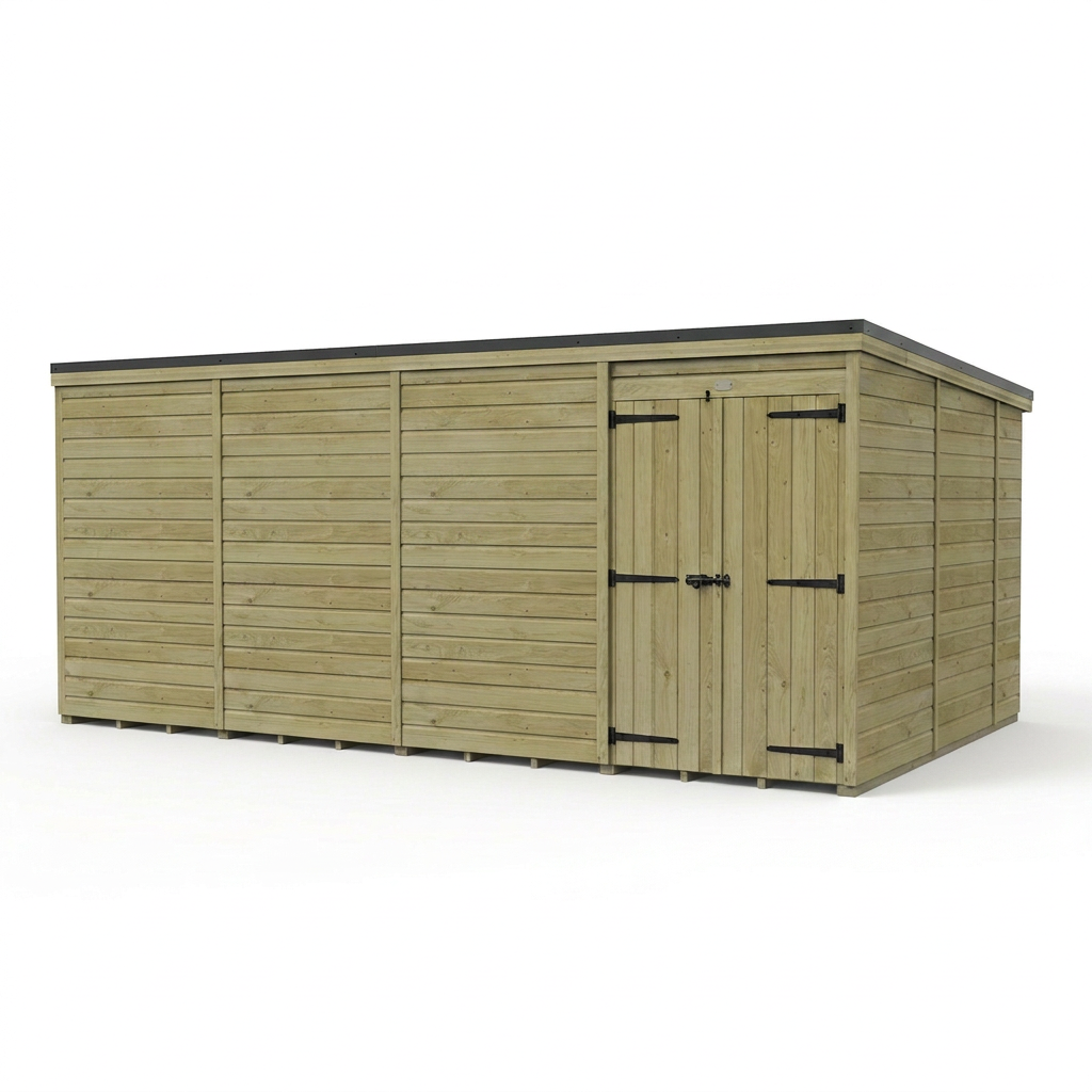 16 x 10 Pent Shed (Double Door, No Windows) - view 3