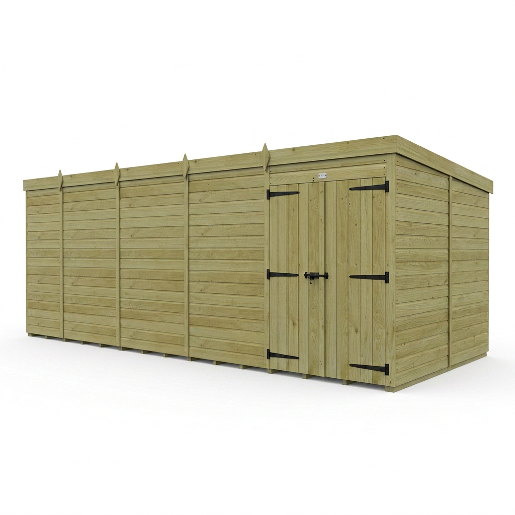 19 x 10 Pent Shed (Double Door, No Windows) - view 5