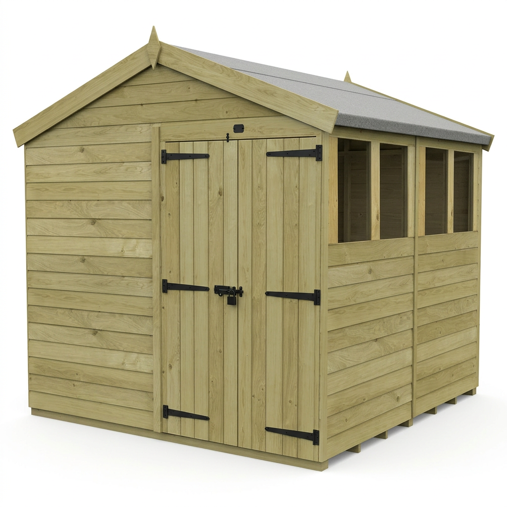 8 x 8 Apex Shed (Double Door, With Windows) - view 6