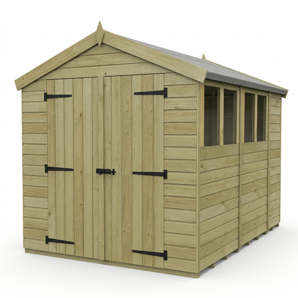 8 x 10 Apex Shed (Double Door, With Windows) - view 3