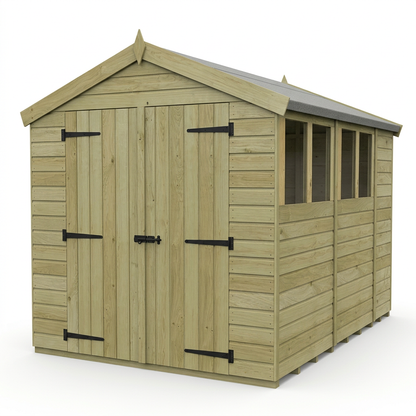 8 x 10 Apex Shed (Double Door, With Windows) - view 3