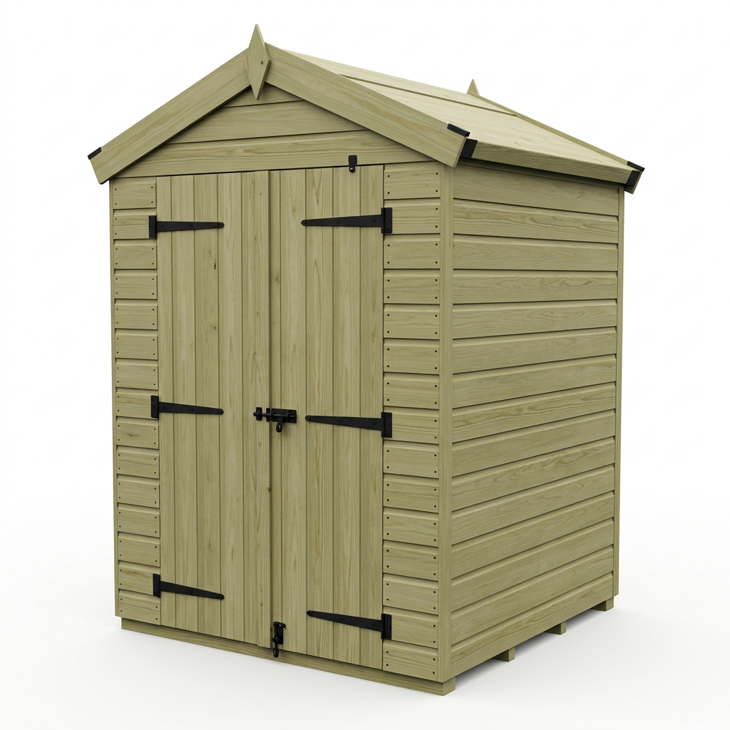 4 x 4 Apex Shed (Double Door, No Windows) - view 6