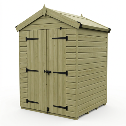 4 x 4 Apex Shed (Double Door, No Windows) - view 6