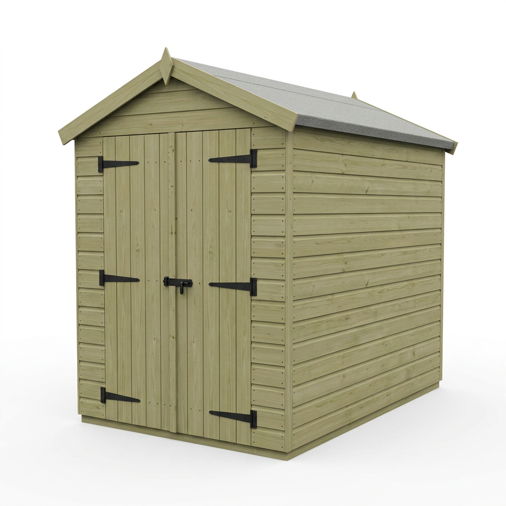 4 x 7 Apex Shed (Double Door, No Windows) - view 3