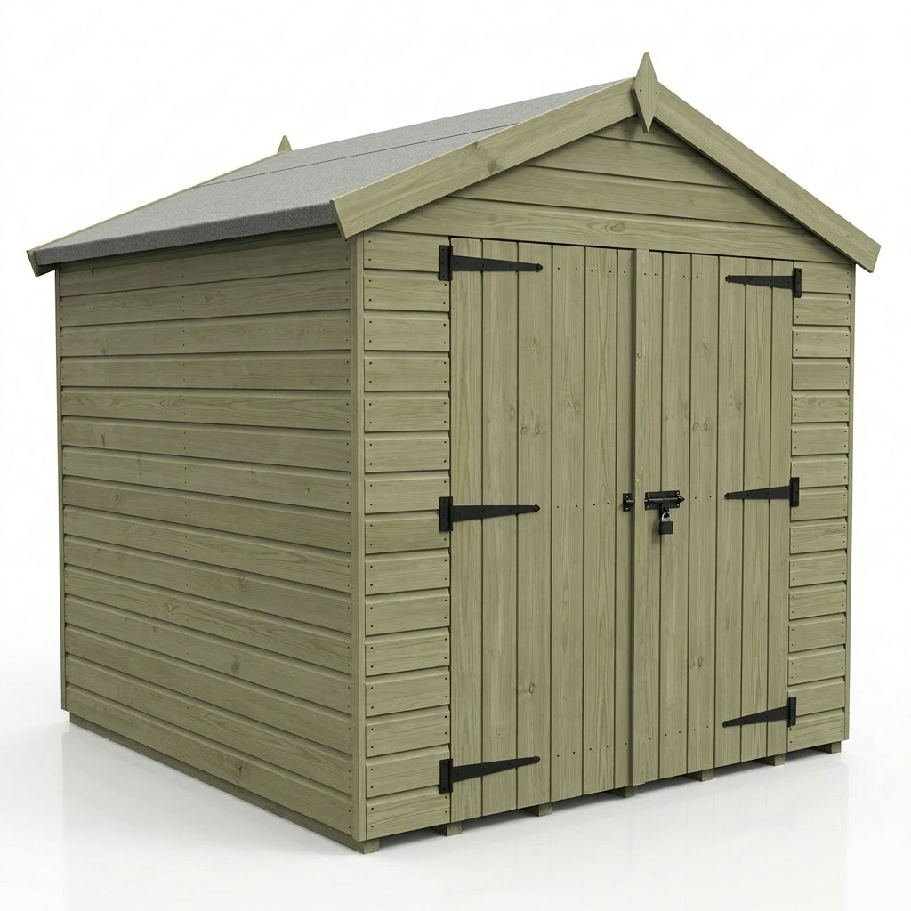 8 x 7 Apex Shed (Double Door, No Windows) - view 4
